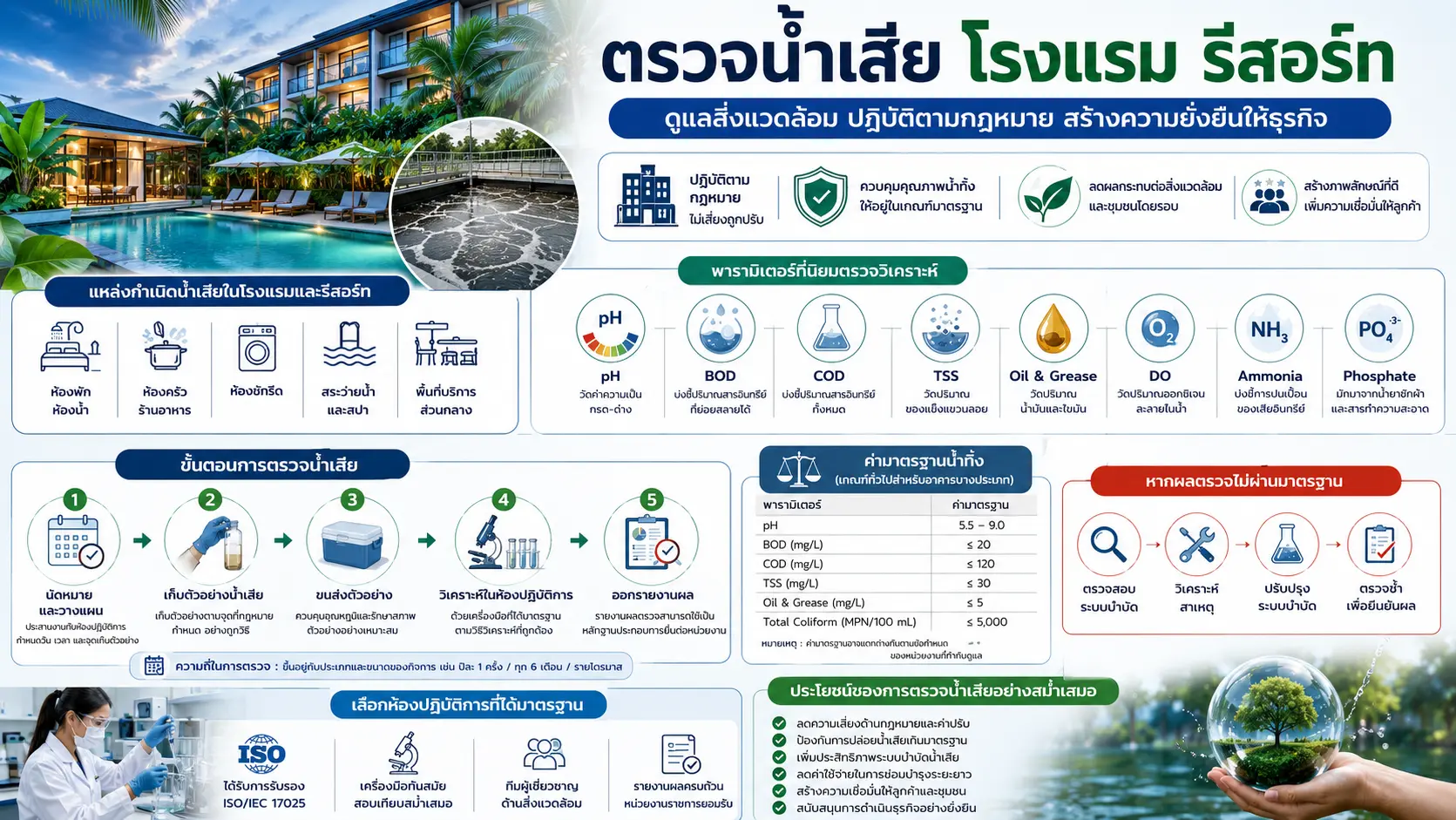 ตรวจน้ำเสียโรงแรม รีสอร์ท
