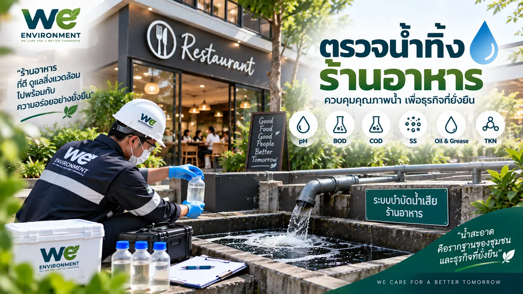 ตรวจน้ำทิ้งร้านอาหารและระบบบำบัดน้ำเสีย