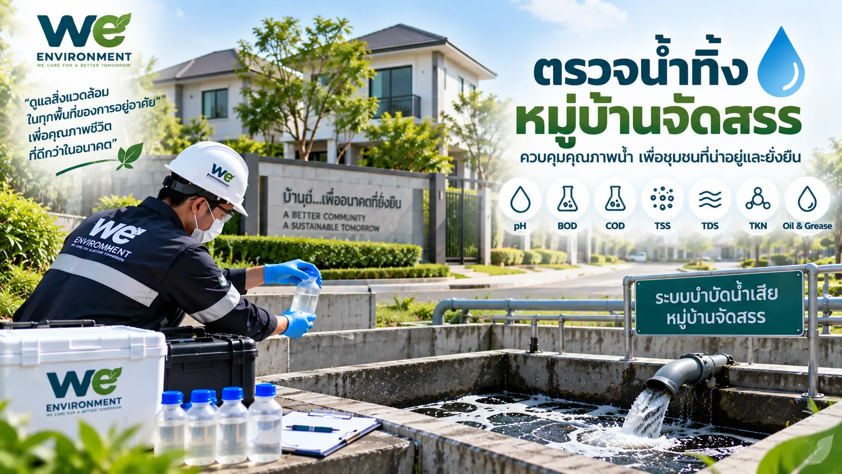 ตรวจน้ำทิ้งหมู่บ้านจัดสรรและระบบบำบัดน้ำเสีย